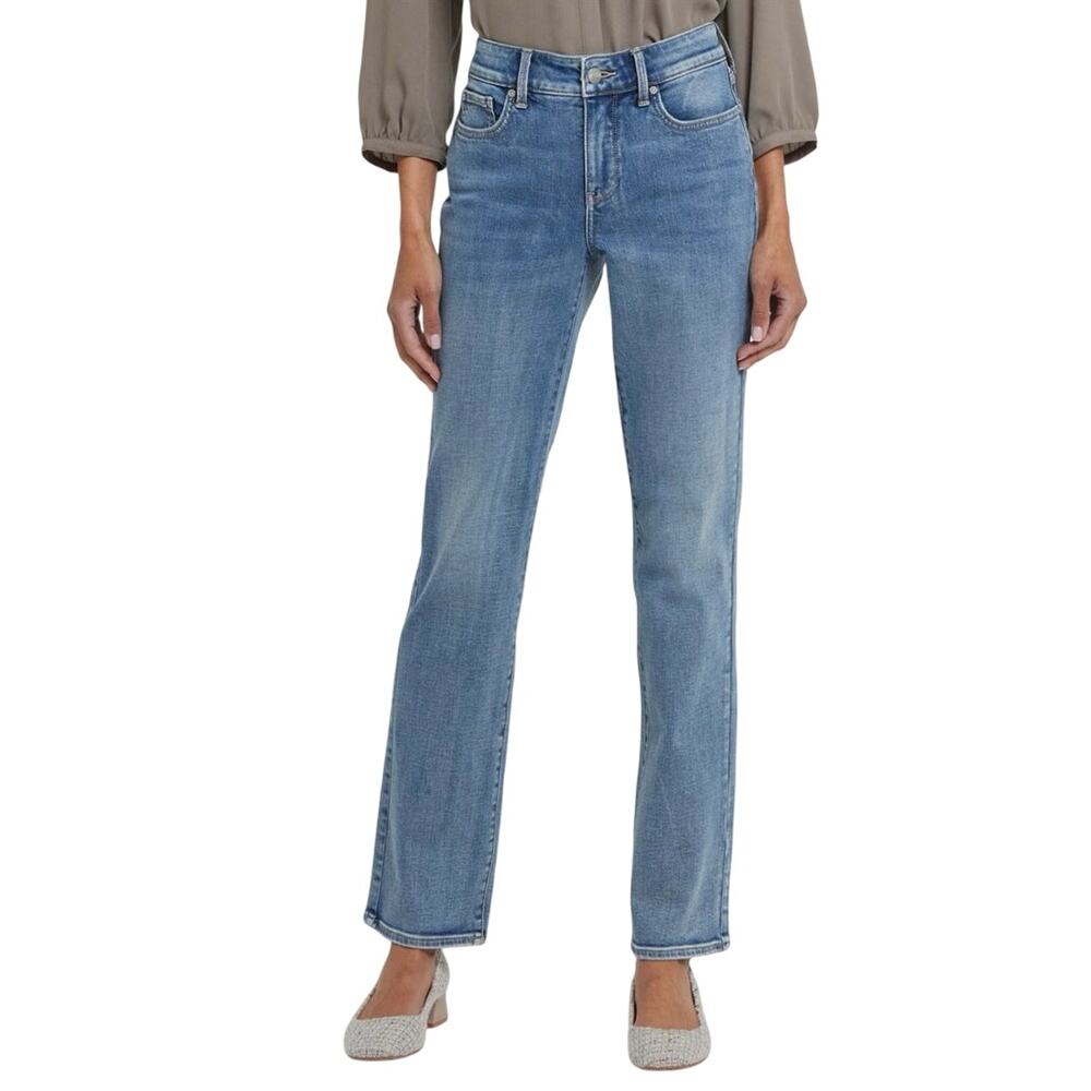 NWT NYDJ Marilyn Straight Leg Mid-Rise Stretch Denim Jeans In Atmosphere Size 4